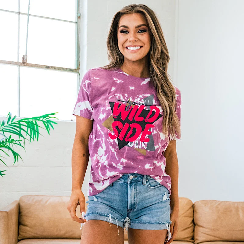 Wild Side Magenta Bleached Tee FINAL SALE