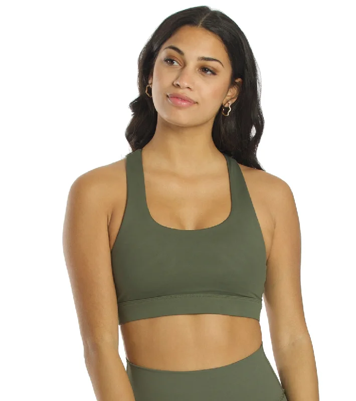 All Fenix Criss Cross Back Yoga Sports Bra Olive Green