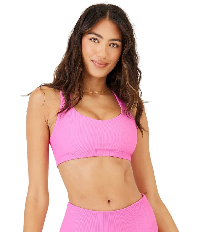 Onzie Half Moon Yoga Sports Bra Ibis Rose Rib