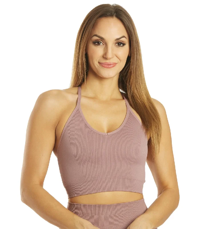 Spiritual Gangster Icon T-Back Sports Bra Rich Mauve