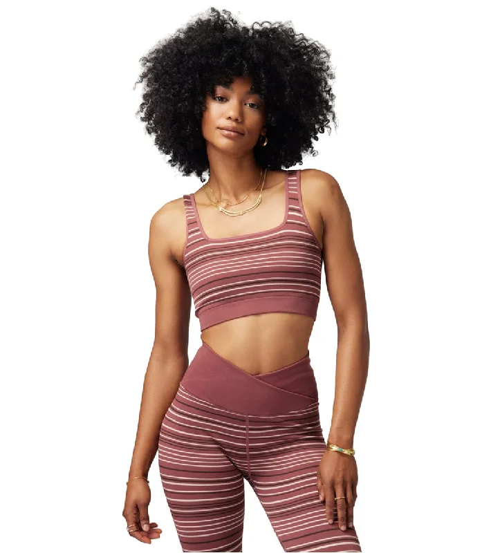 Spiritual Gangster Lena Seamless Bra Washed Burgundy Stripe