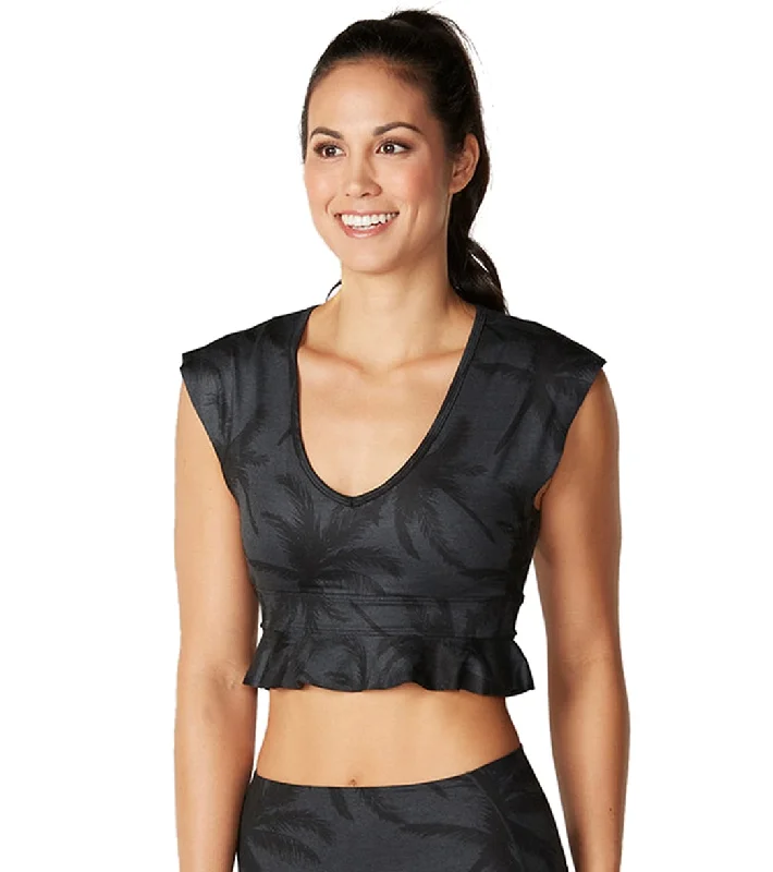 Tavi Flutter Yoga Sports Bra Charcoal Palm